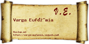 Varga Eufémia névjegykártya